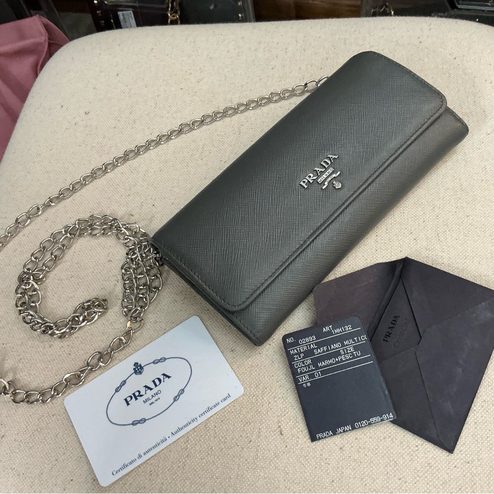 Prada Saffiano Leather Chain Wallet